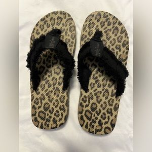 Leopard flip flops